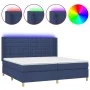 Box spring bed mattress and LED lights blue fabric 200x200 cm by , Beds and slatted bases - Ref: Foro24-3139227, Price: 661,3...