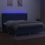 Box spring bed mattress and LED lights blue fabric 200x200 cm by , Beds and slatted bases - Ref: Foro24-3139227, Price: 661,3...