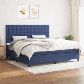 Box spring bed with blue fabric mattress 200x200 cm by , Beds and slatted bases - Ref: Foro24-3142127, Price: 673,76 €, Disco...