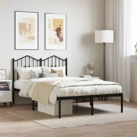 Bed frame with black metal headboard 120x200 cm by , Beds and slatted bases - Ref: Foro24-373787, Price: 84,74 €, Discount: %