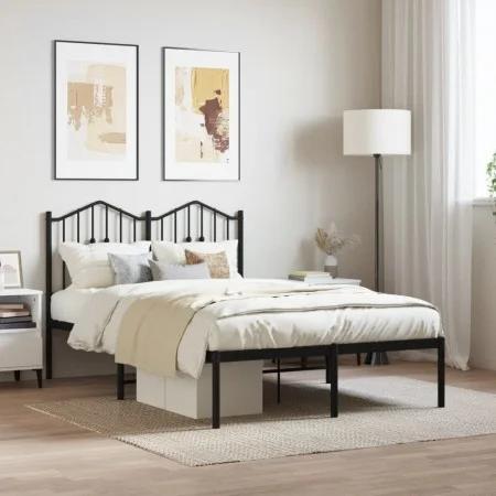 Bettgestell mit schwarzem Metallkopfteil 120x200 cm von , Betten und Lattenroste - Ref: Foro24-373787, Preis: 84,74 €, Rabatt: %