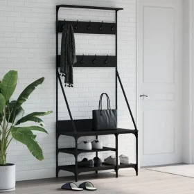 Garderobe mit Schuhregal schwarz 80x40x184 cm von , Kommoden-Organizer und Bar-Kleiderbügel - Ref: Foro24-837862, Preis: 54,5...