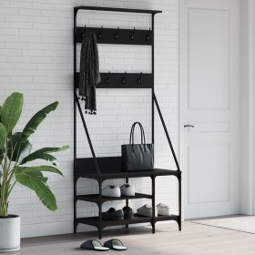 Perchero con zapatero negro 80x40x184 cm by , Dresser Organizers and Bar Hangers - Ref: Foro24-837862, Price: 54,93 €, Discou...