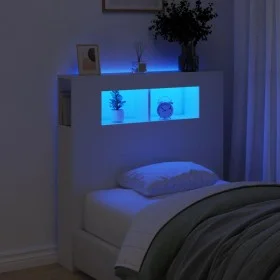Headboard with LED white engineered wood 100x18.5x103.5 cm by , Headboards and footboards - Ref: Foro24-837330, Price: 72,36 ...