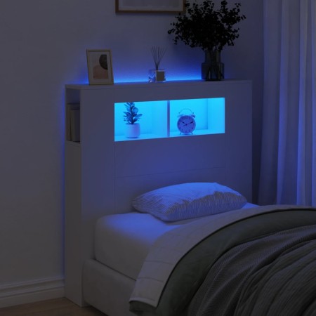 Kopfteil mit LED, weißem Holzwerkstoff, 100 x 18,5 x 103,5 cm von , Kopf- und Fußteile - Ref: Foro24-837330, Preis: 69,90 €, ...