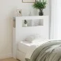 Headboard with LED white engineered wood 100x18.5x103.5 cm by , Headboards and footboards - Ref: Foro24-837330, Price: 72,36 ...