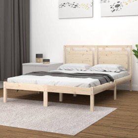 Estructura de cama madera maciza de pino 140x190 cm Estructura de cama madera maciza de pino 140x190 cm