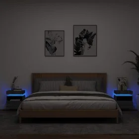 Mesitas de noche con luces LED 2 uds gris Sonoma 40x39x48,5 cm by , Nightstands - Ref: Foro24-836795, Price: 97,21 €, Discoun...