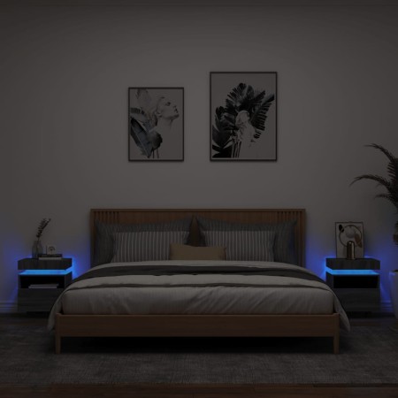 Nachttische mit LED-Lichtern, 2 Stück, in Grau Sonoma, 40x39x48,5 cm. von , Nachttische - Ref: Foro24-836795, Preis: 94,91 €,...