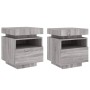 Mesitas de noche con luces LED 2 uds gris Sonoma 40x39x48,5 cm de , Mesitas de noche - Ref: Foro24-836795, Precio: 98,45 €, D...