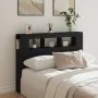 Headboard with LED black engineered wood 140x18.5x103.5 cm by , Headboards and footboards - Ref: Foro24-837345, Price: 84,64 ...