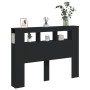 Cabecero con LED madera de ingeniería negro 140x18,5x103,5 cm de , Cabeceros y pies de cama - Ref: Foro24-837345, Precio: 85,...
