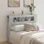 Concrete gray engineered wood LED headboard 140x18.5x103.5 cm by , Headboards and footboards - Ref: Foro24-837347, Price: 82,...