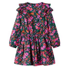 Vestido infantil de manga larga rosa chillón 92