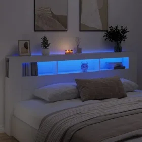 Kopfteil mit LED, weißem Holzwerkstoff, 220 x 18,5 x 103,5 cm von , Kopf- und Fußteile - Ref: Foro24-837372, Preis: 96,01 €, ...