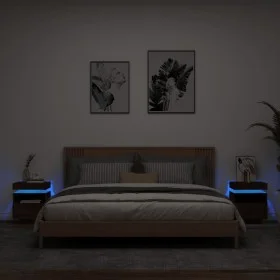 Nachttische mit LED-Lichtern, 2 Stück, Eiche Braun, 40x39x48,5cm. von , Nachttische - Ref: Foro24-836797, Preis: 124,15 €, Ra...