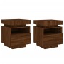 Mesitas de noche con luces LED 2 uds marrón roble 40x39x48,5cm by , Nightstands - Ref: Foro24-836797, Price: 126,23 €, Discou...