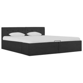 Cama canapé hidráulica LED tela gris oscuro 160x200 cm