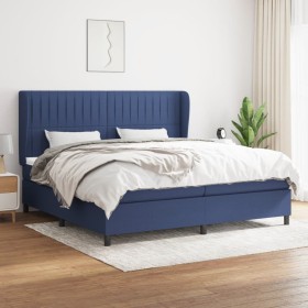 Box spring bed with blue fabric mattress 200x200 cm by , Beds and slatted bases - Ref: Foro24-3128155, Price: 693,05 €, Disco...