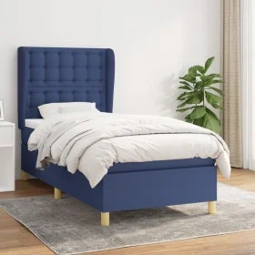 Box spring bed with blue fabric mattress 100x200 cm by , Beds and slatted bases - Ref: Foro24-3128827, Price: 353,50 €, Disco...