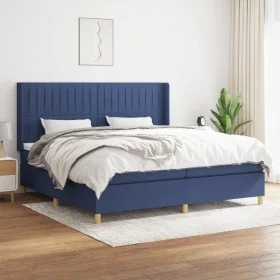 Box spring bed with blue fabric mattress 200x200 cm by , Beds and slatted bases - Ref: Foro24-3132183, Price: 649,33 €, Disco...