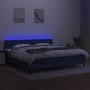 Box spring bed mattress and LED lights blue fabric 200x200 cm by , Beds and slatted bases - Ref: Foro24-3133507, Price: 595,0...
