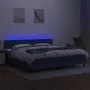 Box spring bed mattress and LED lights blue fabric 200x200 cm by , Beds and slatted bases - Ref: Foro24-3133507, Price: 583,7...