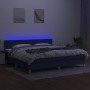 Box spring bed with mattress and LED blue fabric 200x200 cm by , Beds and slatted bases - Ref: Foro24-3133907, Price: 604,06 ...