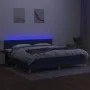 Box spring bed with mattress and LED blue fabric 200x200 cm by , Beds and slatted bases - Ref: Foro24-3133907, Price: 572,77 ...