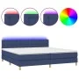 Box spring bed with mattress and LED blue fabric 200x200 cm by , Beds and slatted bases - Ref: Foro24-3134067, Price: 574,59 ...