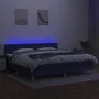 Box spring bed with mattress and LED blue fabric 200x200 cm by , Beds and slatted bases - Ref: Foro24-3134067, Price: 574,59 ...