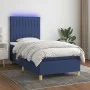 Cama box spring colchón y luces LED tela azul 100x200 cm de , Camas y somieres - Ref: Foro24-3135579, Precio: 346,57 €, Descu...