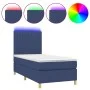 Box spring bed mattress and LED lights blue fabric 100x200 cm by , Beds and slatted bases - Ref: Foro24-3135579, Price: 346,5...