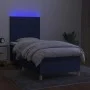 Box spring bed mattress and LED lights blue fabric 100x200 cm by , Beds and slatted bases - Ref: Foro24-3135579, Price: 346,5...