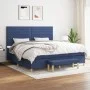 Box spring bed with blue fabric mattress 200x200 cm by , Beds and slatted bases - Ref: Foro24-3137267, Price: 742,24 €, Disco...