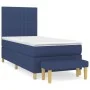 Box spring bed with blue fabric mattress 100x200 cm by , Beds and slatted bases - Ref: Foro24-3137299, Price: 366,46 €, Disco...