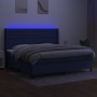 Box spring bed mattress and LED lights blue fabric 200x200 cm by , Beds and slatted bases - Ref: Foro24-3138427, Price: 706,3...