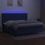 Cama box spring colchón y luces LED tela azul 200x200 cm de , Camas y somieres - Ref: Foro24-3138427, Precio: 694,59 €, Descu...