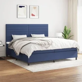 Box spring bed with blue fabric mattress 200x200 cm by , Beds and slatted bases - Ref: Foro24-3141887, Price: 681,76 €, Disco...