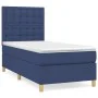 Box spring bed with blue fabric mattress 100x200 cm by , Beds and slatted bases - Ref: Foro24-3142639, Price: 338,12 €, Disco...