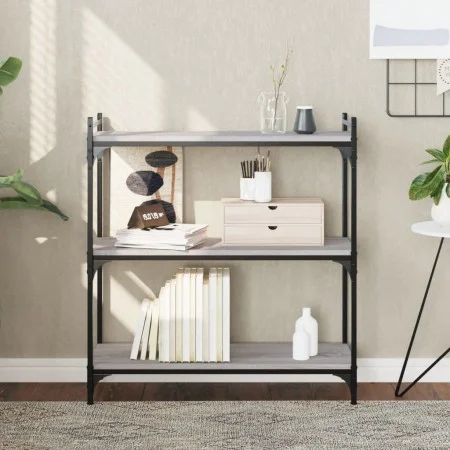 Sonoma gray engineered wood 3-shelf bookcase 80x30x86 cm by , Bookcases and shelves - Ref: Foro24-837670, Price: 48,00 €, Dis...