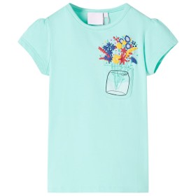 Camiseta para niños con estampado de flores menta 