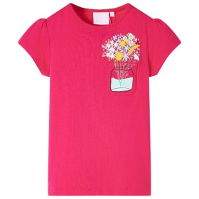 Camiseta infantil rosa chillón 116