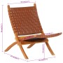 Silla de relax plegable cuero auténtico marrón