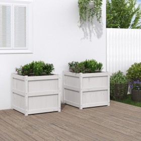 Outdoor planters 2 units solid white pine wood by , Pots and planters - Ref: Foro24-837427, Price: 145,12 €, Discount: %