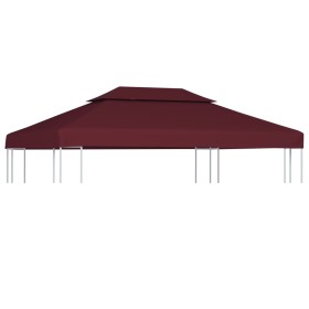 Toldo de cenador 2 niveles 310 g/m² 4x3 m burdeos