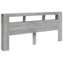 Sonoma-graues LED-Kopfteil aus Holzwerkstoff, 220 x 18,5 x 103,5 cm von , Kopf- und Fußteile - Ref: Foro24-837377, Preis: 110...