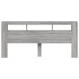 Sonoma-graues LED-Kopfteil aus Holzwerkstoff, 220 x 18,5 x 103,5 cm von , Kopf- und Fußteile - Ref: Foro24-837377, Preis: 110...