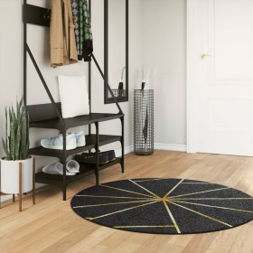 Alfombra lavable antideslizante negro y dorado Ø 120 cm