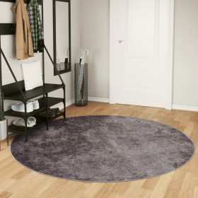 Alfombra lavable antideslizante gris Ø 200 cm